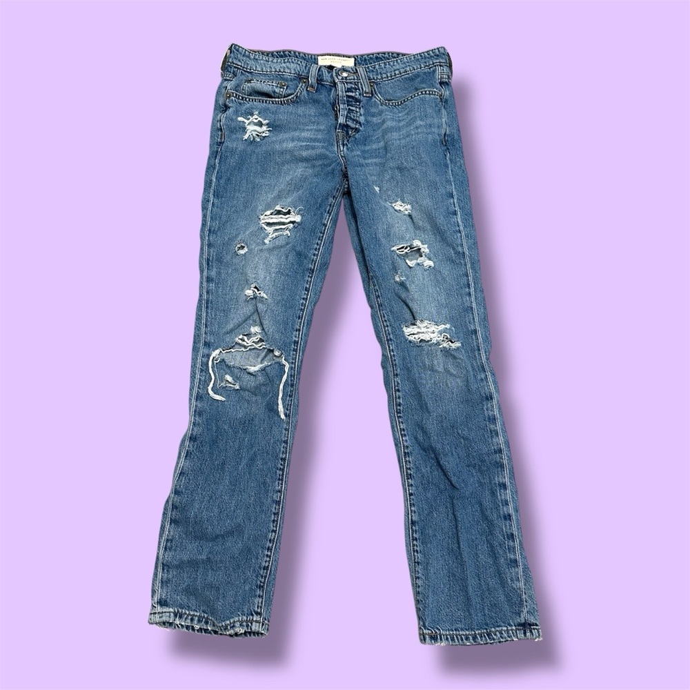 New York Laundry Straight Leg Ripped Denim Jeans
